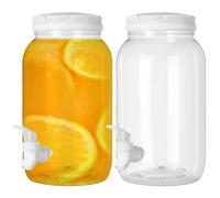 2Pcs Drink Dispensers 1 Gallon BPA Free Plastic Water Dispenser with Tap ＆ Handle, Airtight Screw-Top Lid Beverage Dispenser Cold Water Kettle for Fridge Iced Tea, Lemonade, Bar, Party