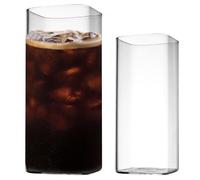 2Pcs Drinking Glasses 400ml Clear Square Glass Cups Cocktails Glasses for Water Juice Beer Drinks ice Coffee Cup
