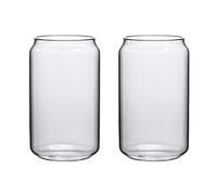 2pcs Drinking Glasses,Can Shaped Glass Cups,Coffee Glasses, S Size 395ml Glass with Cover Straw Can Shaped Drinking Cup for Beer, Iced Coffee, Tumbler Cup for Whiskey, Soda, Tea, Water, Gift(#1)