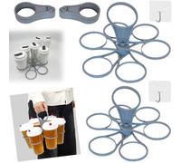 2PCS Drinks Carrier,Portable All Inclusive Drinks Carrier Tray Holiday Foldable,6-Cup Drink Holder with Handle,Collapsible Drinks Holder Holiday, Reusable Drink Cup Carrier for Travel,Party (2pcs/Set)