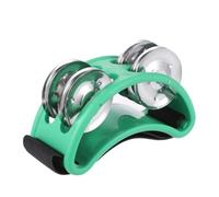 2PCS Drum Companion Hand Foot Jingle Tambourine Musical Percussion Elastic Nylon Strap Instruments Accessories for Party(Green)