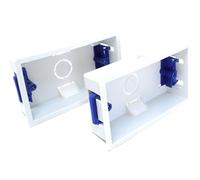 2pcs Dual 2 Gang Dry Lining Back Plasterboard Surface Pattress Box with Adjustable Lugs 35mm Deep, for Faceplate Set of 2