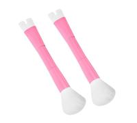 2pcs Dual End U Shaped Nose Shadow Makeup Brush with Pink Handle | Loose Powder and Highlighting Use, Aluminium and Nylon Build, Ergonomic Grip, Portable Cosmetic Tool