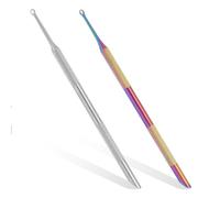 2pcs Dual Ended Cuticle Pusher, Pre-Treatment Loop Cuticle Remover Tool Stainless Steel Grit Nail Cleaner Tool for Manicure Pedicure Nail Art Care Home Salon Use