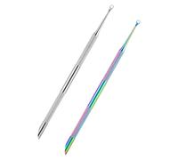 2PCS Dual Ended Cuticle Remover Pre-treatment Cuticle Pusher Women Cuticles Pusher Stainless Steel Nail Dirt Cleaner Tool For Salon Home Fingernails Toenails Manicure Pedicure Nail Art Care Tools