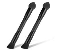 2pcs Dual Ended Hairline Brushes Precision Hairline Powder Brush With Sponge Tip Root Concealer Brushes Set with Soft Bristles for Seamless Blending Hair Contour Brush Root Touch Up