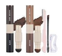 2PCS Dual-Ended Multi-Use Brow Powder with Eyebrow Stencil, Precision Brush & Razor- Smudge-Proof, Long-Lasting, for Contouring, Hairline, and Natural Brow Definition