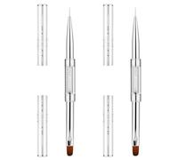 2Pcs Dual-ended Nail Design Brush Builder Gel Brush Rhinestone Handle UV Gel Nail Brush Thin Nail Brush Set Nail Liner Brush Striping Nail Art Brushes for Nail Art Design
