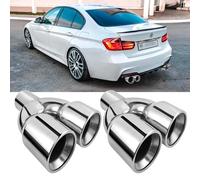2PCS Dual Exhaust Tip,2.5" Inlet 3.5" Outlet 9.5" Length Punta De Escape Para Carro Polished Stainless Double Wall Slant Cut Exhaust Tailpipe Tip Compatible with Ford Mustang GT Dodge Challenger