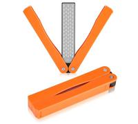 2PCS Dual Grit Diamond Sharpening Stone, 400/600 Grit Handheld Knife Sharpener Folding Pocket Size Knife Tool Sharpener for Sharpening Knife, Garden Shears(Orange)