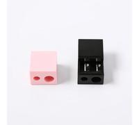 2Pcs Dual Hole Makeup Pencil Sharpener with Container, Black & Pink