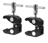 2PCS Dual Super Clamp w/1/4 and 3/8" Threads for Camera Wall Mount Clamps Mount Crab g clamp for DSLR Cameras,Umbrellas, Hooks,Rods,Cross Bars, Motorcycle Pole Mount Clamps Photo Accessories