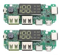 2PCS Dual USB Lithium Battery Charger Board 5V 2.4A with Digital Display and Protection Against Overcharge and Short Circuit