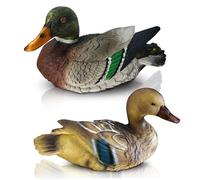 2Pcs Duck Figurine Realistic Fake Mandarin Floating Ducks for Pond Colorful & Weather Resistant Resin Decor for Garden, Yard, Lawn, Patio, Floating Ducks for Pond