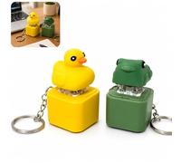 2PCS Duck & Frog Fidget Keychain with Sound, Lights & USB Charging - Portable Sensory Stress Relief Clicker Toy for Bags, Keys, Backpacks and Anxiety Relaxation