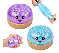 2PCS Dumpling Bao Squishy, Dumpling Squishies Toy, Cute Giant Dumplings Squishy Ball with Steamer Box, Sensory Anxiety Relief Squeeze Toy, Unique Gifts for Kids and Adults