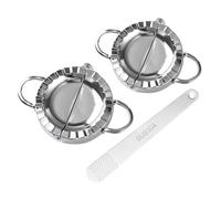 2pcs Dumpling Maker with Stuffing Spoon, Dumpling Maker Dough Cutter Dumplings Mold for Empanada, Empanada Press, Ravioli, Pierogi, Turnovers(Large 4.13 inch, Small 3.35inch)(Color:Silver)