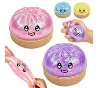 2PCS Dumpling Squishies, Random Dumpling Squishies Mystery Box, Glitter Dumplings, Random Color, Dumplings Toy with Steamer for Adult Boys and Girls, Anxiety Stress Relief