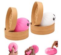 2PCS Dumpling Squishy for Adult, Bao Bun Fidget Real Office Desk DecorSqueeze Ball for Anxiety Stress Relief