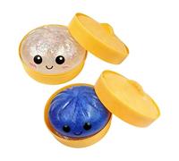 2PCS Dumplings Squish-y, Glitter Dumpling Squish-y Toy, Cute Dumplings Squishiest with Steamer Box Stress Anxiety Relief Toys for Kids Adults Non-Edible 9.5*9.5cm A02