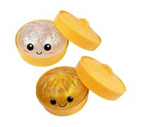 2PCS Dumplings Squish-y, Glitter Dumpling Squish-y Toy, Cute Dumplings Squishiest with Steamer Box Stress Anxiety Relief Toys for Kids Adults Non-Edible 9.5*9.5cm A06