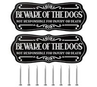 2Pcs Durable Dog Gate Door Sign Antique Style Iron Beware of Dogs Sign Warning Metal Yard Dog Sign Fade Resistant Dogs Sign Outdoor Gate Sign for Outdoor Gate