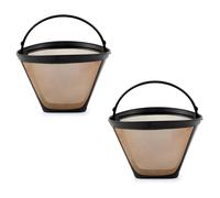 2Pcs Durable Permanent Coffee Filters Washable Steel Filter Cone Mesh Basket Reusable Coffee Filters Fine Net for Most Coffeemakers