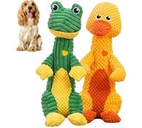 2pcs Durachew Dog Toy, Wowpetsmart Invincible Chewanimals, Wowpetsmart for Heavy Chewers, Chewanimal - Designed for Strong Chewers, Indestructible Pet Toys, Squeaky Stuffed Plushy Dog Toy (Duck+Frog)