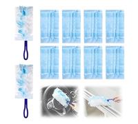 2pcs Dust Collection Handle and 10pcs Spare (Fiber cloth), Dust Absorbing and Washable, Rotating Dust Removal Broom, Microfiber Dust Removal Cloth