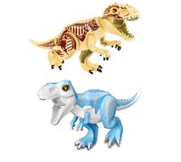 (2PCS-E+K) Jurassic Dinosaur World Series Building Blocks Removable Triceratops Rex Tyrannosaurus Big Figures Blocks