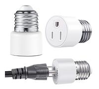2pcs E26 E27 3 Prong Socket to Plug Adapter Polarized Screw-in Outlet Converter for 2 Fit Porch Patio Garage Home Photostudio