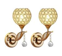 2Pcs E27 Base Warm Light, Crystal Wall Lamp Lights for Living Room, Indoor Wall Lighting Modern Wall Lamp with Pendant for Bedroom Hallway, Valentine's Day Wedding New Room Lighting Gift (Golden)