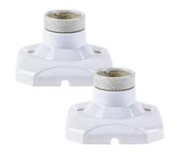 2Pcs E27 Ceramic Lamp Holder - Screw Bulb Socket Base for LED Lights up to 60W, Flame-Retardant Ceiling Rose Light Fitting, White (AC 220-250V)