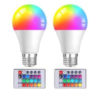2PCS E27 Changing Light Bulb 5W, Dimmable LED Colour Changing Bulbs with Remote Control, E27 Screw Type Smart Light Bulb, Dimmable 16 Colour Changing + 4 Modes for Daily Lighting & Mood Lighting