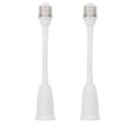 2pcs E27 Lamp Holder Adapter 295mm Adjustable Extension Swivel Socket | Plastic and Metal Build, Detachable Modular Design, for Recessed Lighting and Warehouses, White Finish
