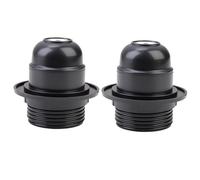 2Pcs E27 Lamp Holder Edison Screw ES E27 Light Fitting Bulb Holder Table Kit Pendant Socket Black Bakelite with Shade Lampshade Ring Adapter for Table Ceiling Pendant Light Fittings Parts