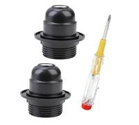 2PCS E27 Lamp Holder with Electrical Voltage Pen,E27 Light Fitting Bulb Holder with Shade Ring,Pendant Socket with 10mm Threaded Entry,for Bakelite Table Lamp,Ceiling Light Fittings