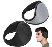 2Pcs Ear Muffs Women Men, Winter Fluffy Ear Muffs, Behind-the-Head Adjustable & Foldable Running Ear Warmers Protection for Cold Weather Running Skiing