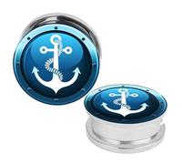 2PCS Ear Plugs Tunnels （4-14MM）- Punk Hip Hop -ship's Anchor+Devil's Eye+Skull Devil Style For Ears Expander Body Piercing Jewelry (Color : A-4, Size : 6mm)