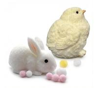 2PCS Easter Chick & Bunny Stress Balls - Squishy Easter Egg Sensory Toys for Autism ADHD, Fidget Toys for Adults & Kids, Basket Stuffers & Party Favors