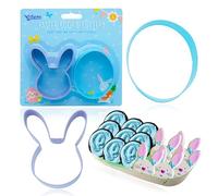 2Pcs Easter Cookie Cutters Set, Stainless Steel Bunny & Egg Moulds for Baking, Biscuits, Pancakes, Fondant, DIY Crafts, Kids Baking Tools, Easter Party Accessories Purple/Blue