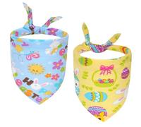 2pcs Easter Dog Bandana, Colorful Easter Dog Scarf Comfortable Cute Eggs Rabbit Elements Bunny Pet Bandana Polycotton Pet Costume Accessories for Puppies Cat Holiday Party (M)