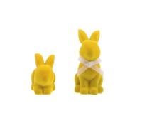 2pcs Easter Flocked Bunny Statue Resin Tabletop Decor for Spring Party