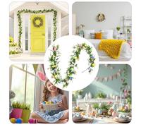 2PCS Easter Garland, 6 ft Artificial Eucalyptus Flower Garland, Easter Floral Garlands Party Supplies, For Party Holiday Table Mantle Door Wall Indoor Outdoor Garden Yard Patio Porch