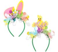 2Pcs Easter Headband, Rabbit Ear & Chick Headbands Personality Funny Hair Clips for Face Wash Makeup Hair Accessory for Women Girls