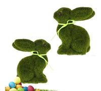 2pcs Easter Moss Flocked Bunny Plush, 13x15x8cm Moss Rabbit Decor, Realistic Design, Perfect for Easter Egg Hunts & Garden Parties, Party Favors for Kids