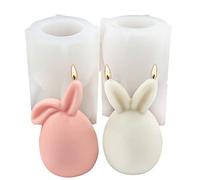 2Pcs Easter Rabbit Silicone Moulds,Silicone Epoxy Casting Mold,Easter Bunny Candle Moulds,3D Rabbit Candle Molds,Non-Stick Making Moulds for DIY Cake,Chocolate,Soap,Wax Candles,Handmade Mould