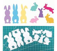 2pcs Easter Rabbits Die Cuts for Card Making, Bunny Metal Cutting Dies, Metal Die Cutting Mold, Scrapbooking Dies, DIY Etched Embossing Stencil for Crafts