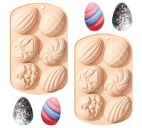 2PCS Easter Silicone Chocolate Mould, 6-Cavity Egg Shaped Silicone Mold, Easter Eggs Baking Molds for DIY Easter Chocolate Candy Jelly