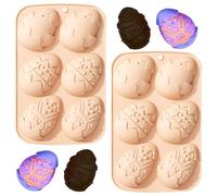 2PCS Easter Silicone Chocolate Mould, 6-Cavity Egg Shaped Silicone Mold, Easter Eggs Bunny Basket Molds for DIY Easter Chocolate Candy Jelly